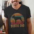 Retro Boston Terrier Dad Dog Owner Pet Bostie Father Men's V-Neck T-Shirt, Boston Terrier Dad Shirts, funny gift