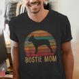 Retro Boston Terrier Mom Dog Mother Pet Bostie Mama Men's V-Neck T-Shirt, Boston Terrier Mom Shirts, funny gift