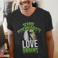 School Psychologists Love Brains Halloween Teacher Counselor Men&#x27;s V-Neck T-Shirt, funny gift