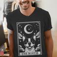 Tarot Card Vintage Crescent Moon Boston Terrier Dog Mom Men's V-Neck T-Shirt, Boston Terrier Mom Shirts, Boston Terrier Tarot Shirts, funny gift