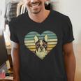 Vintage American Boston Terrier Lovers Valentine's Day Men's V-Neck T-Shirt, American Boston Terrier Shirts, funny gift