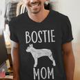 Vintage Boston Terrier Mom Dog Owner Bostie Mother Men's V-Neck T-Shirt, Boston Terrier Mom Shirts, funny gift