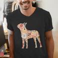 Vintage Floral Boston Terrier For Dog Lover Men's V-Neck T-Shirt, funny gift