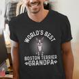 World's Best Boston Terrier Grandpa Dog Grandfather For Men Women Girls Kids Men's V-Neck T-Shirt, funny gift