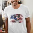 Boston Terrier Dad American Flag 4th Of July Dog Fathers Day Men's V-Neck T-Shirt, Boston Terrier Dad Shirts, American Boston Terrier Shirts, Boston Terrier 4th Of July Shirts, funny gift