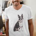 Boston Terrier Dog Dad Boston Terrier Dog Lovers Men's V-Neck T-Shirt, Boston Terrier Dad Shirts, funny gift