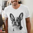 Boston Terrier Dog Motif Pet Illustration Boston Terrier For Men Women Kids Men's V-Neck T-Shirt, funny gift