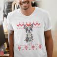 Boston Terrier Dog Santa Hat Men Kids Ugly Christmas Light Men's V-Neck T-Shirt, Boston Terrier Christmas Shirts, funny gift