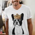 Boston Terrier Dog Wearing Crown For Men Women Girls Kids Men's V-Neck T-Shirt, funny gift