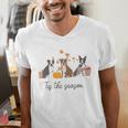 Boston Terrier Fall Pumpkin Tis The Season Autumn Women Men's V-Neck T-Shirt, funny gift