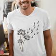 Boston Terrier Flower Fly Dandelion Dog Lover Dog Dad Men's V-Neck T-Shirt, Boston Terrier Dad Shirts, funny gift