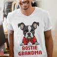 Boston Terrier Grandma Dog Lovers Puppy Bostie Owner Men's V-Neck T-Shirt, funny gift