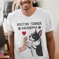 Boston Terrier Grandma Mother's Day Dog Mom Men's V-Neck T-Shirt, Boston Terrier Mom Shirts, funny gift
