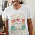Boston Terrier Grandpa Dog Lover Father's Day Premium Men's V-Neck T-Shirt, funny gift