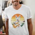 Boston Terrier Guitar Retro Men's V-Neck T-Shirt, funny gift