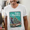 Boston Terrier Merry Christmas Tree Truck Dog X-Mas Men's V-Neck T-Shirt, Boston Terrier Christmas Shirts, funny gift