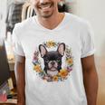 Boston Terrier Mom Floral Bostie Dog Lover Flowers Cute Men's V-Neck T-Shirt, Boston Terrier Mom Shirts, funny gift