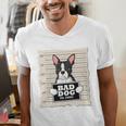 Boston Terrier Mug Shot Guilty Dog Men's V-Neck T-Shirt, funny gift