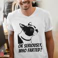 Boston Terrier Shirt Ok Seriously Who Farted Men's V-Neck T-Shirt, funny gift