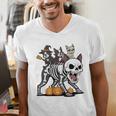 Boston Terrier Skeleton Mummy Witch Halloween Men's V-Neck T-Shirt, Boston Terrier Halloween Shirts, funny gift