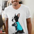 Boston Terrier Tattoos I Love Mom Men's V-Neck T-Shirt, Boston Terrier Mom Shirts, funny gift