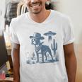 Boston Terrier UFO Cowboy Dog Dog Mom Dog Dad Alien Dog Men's V-Neck T-Shirt, Boston Terrier Dad Shirts, Boston Terrier Mom Shirts, funny gift