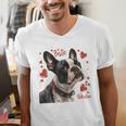 Boston Terrier Is My Valentine Cute Pet Dog Owner Valentine Men's V-Neck T-Shirt, funny gift