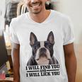 Boston Terrier Will Find And Lick You Bostie Mom Men's V-Neck T-Shirt, Boston Terrier Mom Shirts, funny gift