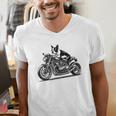 Cool Boston Terrier Riding a Motorcycle Biker Dog Lover For Men Women Kids Men's V-Neck T-Shirt, Boston Terrier Riding Shirts, funny gift