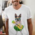 Hawaiian Boston Terrier Dog Pineapple Ukulele Summer For Men Women Girls Kids Men's V-Neck T-Shirt, funny gift