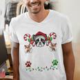Most Likely Decorate Her Boston Terrier Dog Ugly Christmas Men's V-Neck T-Shirt, Boston Terrier Christmas Shirts, funny gift