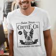 Retro Boston Terrier Coffee Dog Mom Coffee Lover Men's V-Neck T-Shirt, Boston Terrier Mom Shirts, funny gift