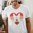 Retro Heart Boston Terrier Dog Vintage Valentine Men's V-Neck T-Shirt, funny gift