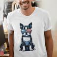 USA Flag Boston Terrier Best Dog Mom Ever 2025 Men's V-Neck T-Shirt, Boston Terrier Mom Shirts, funny gift