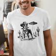 Vintage Boston Terrier UFO Western Wild West Dog Mom Dad Men's V-Neck T-Shirt, Boston Terrier Dad Shirts, Boston Terrier Mom Shirts, funny gift