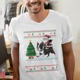 Xmas Tree Lighting Santa Riding Boston Terrier Christmas Men's V-Neck T-Shirt, Boston Terrier Christmas Shirts, Boston Terrier Riding Shirts, funny gift