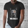 4th July Blue Heeler Dog Merica Patriotic USA Flag Cute Men's V-Neck T-Shirt, funny design