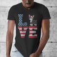 4th Of July Decor Patriotic LOVE Boston Terrier USA Flag Men's V-Neck T-Shirt, Patriotic Boston Terrier Gifts, Boston Terrier 4th Of July Gifts, funny design