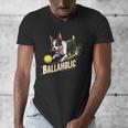Ballaholic Boston Terrier Dog Chasing Bostie Ball Men's V-Neck T-Shirt, funny design