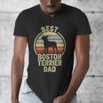 Best Dog Father Dad Vintage Boston Terrier For Men Women Men's V-Neck T-Shirt, Couple Gifts, Boston Terrier Dad Gifts, funny design