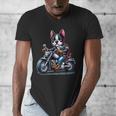 Biker Boston Terrier Dog Riding Motorbike Men's V-Neck T-Shirt, Boston Terrier Riding Gifts, funny design