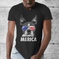 Boston Terrier 4th Of July Merica Men Women USA Flag Vintage Men's V-Neck T-Shirt, Boston Terrier 4th Of July Gifts, funny design
