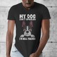 Boston Terrier American Gentleman Dog Lover I'm Well Trained Men's V-Neck T-Shirt, American Boston Terrier Gifts, funny design