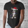 Boston Terrier Christmas Santa Hat Tree Lights Pajama Men's V-Neck T-Shirt, Boston Terrier Christmas Gifts, funny design