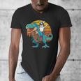 Boston Terrier Dog Riding Dinosaur T Rex Boys Men's V-Neck T-Shirt, Boston Terrier Riding Gifts, funny design
