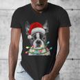 Boston Terrier Dog Santa Christmas Tree Lights Xmas Men's V-Neck T-Shirt, Boston Terrier Christmas Gifts, funny design