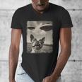 Boston Terrier Dog UFO Alien Extraterrestrial Selfie Men's V-Neck T-Shirt, funny design
