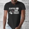 Boston Terrier Lover Coffee And Boston Terriers Men's V-Neck T-Shirt, funny design