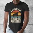 I Like My Boston Terrier And Maybe Like 3 People Dog Lover Men's V-Neck T-Shirt, funny design