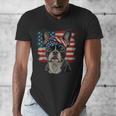 Boston Terrier Patriotic 4th Of July USA American Flag Men's V-Neck T-Shirt, Patriotic Boston Terrier Gifts, American Boston Terrier Gifts, Boston Terrier 4th Of July Gifts, funny design